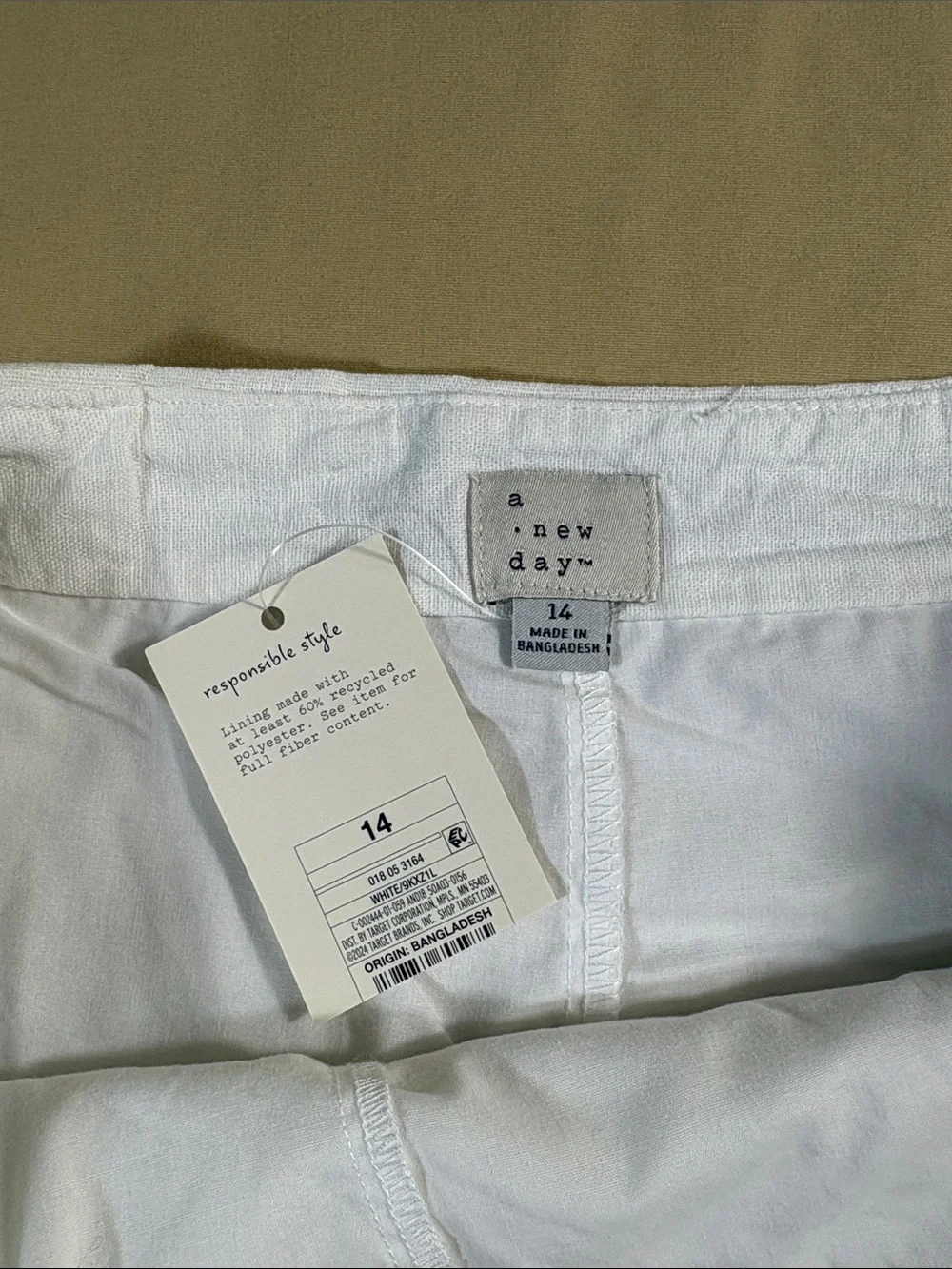 A New Day Linen Blend Wrap Mini Skort White Women's Plus Size 14 NWT